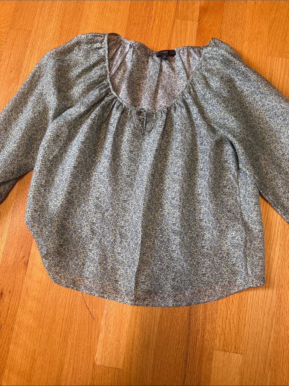 J. Crew Light Blue Tiny Floral Keyhole Blouse